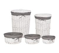 Beliani Set Of 5 Baskets Vakari Willow Wood Grey, Grey