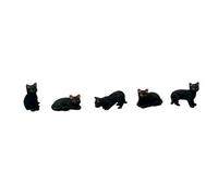Set Of 5 Black Cats, Doll House Miniatures, Animals & Pets, Cats.