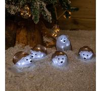 Samuel Alexander Set Of 5 Battery Operated Brown Acrylic Christmas Hedgehogs With Cool White Leds