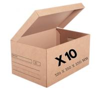 Set of 5 Cardboard Boxes with Lids | 52 x 35 x 25 cm | Archives - Storage - | Optional Carry Handles | 100% Recycled | Printed Box Marking | "Pack Responsible" (without Handle)