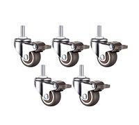 Set of 5 Castor Wheels for Office Chairs1.25" Silent Rubber Swivel with Brake 360° Mobility Stainless Steel Flatbed Design Universal Fit for Easy Rolling