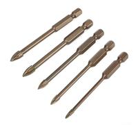 Set of 5 Cemented Carbide Drill Bits with Oxynitriding Process and Burr Grinding for Professional Use on Glass, Tile, and Marble
