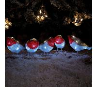 Set of 5 Christmas Acrylic Festive Light Up Robins 10cm Tall Indoor or Outdoor use Samuel Alexander Red One Size