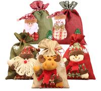 Set Of 5 Christmas Drawstring Bag Various Sizes Storage Pouches For Holiday Present Stylish Candy Packaging Bags