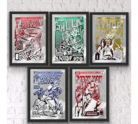 Set of 5 Comic Cover Prints, Marvel Gift, Spiderman, Hulk, Comic Book Print, Gifts For Him, Wall Hangings, Gifts For Kids (A4 Unframed)