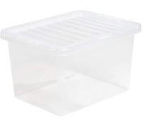 FINE STAR 5 x 24 Litre Clear Plastic Storage Boxes With Lids Set of 5, Strong Multipurpose Stackable Plastic Storage Box With Lid 24L Clear Containers For Home, Kitchen, Garage, Office