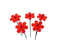 Set of 5 Daisy Sun Catcher Garden Decor Decorative Ornamental Garden Stakes 25cm, 10 inch high Outdoor Yard Accessory Lovely Gardeners Gift, Colour:fluorescent Red