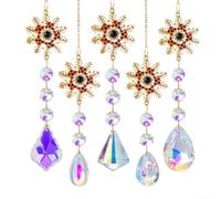 Set of 5 diamond snowflake ornaments featuring intricate craftsmanship and gold toned accents, designed to enhance holiday and event decorating