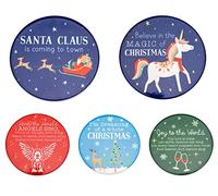 Set of 5 Drinks - Large Ceramic Coasters for Cups Mugs Glass - Christmas Theme
