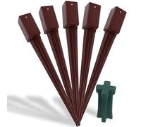 Set of 5 Fence Post Spikes 2.95” x 2.95" x 29.53" (75 x 75 x 750mm) with Driving Tool - Drive Down Metal Spikes with Bracket for Posts, Ground Stakes Holder Support for Fence Post Repair