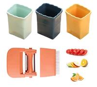 Set of 5 Fruit Slicer Cup, 3PCS Cup Slicer Fruit with 3 in 1 Multifunctional Peeler, Strawberry Cutter, Egg Cutter, Fruit Cutter Cup for Strawberry Banana Eggs Hams Vegetable