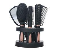 Set of 5 Hair Combs Mirror Professional Salon Cutting Brushes Sets Hairdressing Styling Tool and Holder Stand Dressing Comb Kits for Women Men