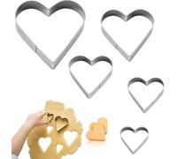 Set of 5 Heart Cookie Cutter,Stainless Steel Heart Shape Cookie Cutters,Suitable for Baking Cookie Dough Valentine's Day Easter Cupcake Gifts