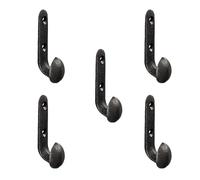 Set of 5 Heavy-Duty Cast Iron Wall Hooks, Vintage Black Railroad Spike Design for Towels, Bags, Hats & Garden Tools - Rustic Farmhouse Decor for Bathroom, Kitchen, Shed or Garden