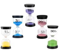 Set of 5 Hourglass for Children,Timer,Kitchen Timer,Decoration Timer,Time Display,for School, Teeth Brushing, Nursery, Office,Game Props,Egg Timers, 1/3/10/20/30 Min