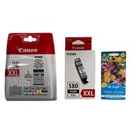 Set of 5 Ink Jungle PGI580XXL Black CLI581XXL Black Cyan Magenta Yellow Original Ink Cartridges & Wildflower Pack for Canon PIXMA TS6250 TS6251 TS9550 TS9551C TS8250 TS8251 TS8252 TS705 TS6350 Printer