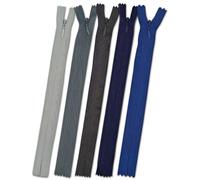 Set of 5 Invisible Zips 18” Assorted Colours | Closed-End Coil Zip 45cm Long with Single Slider Size #3 | Hidden Nylon Zip for Skirts, Dresses, Trousers DIY Repair, Tailoring | Replacement Zipper