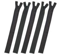 Set of 5 Invisible Zips 7” Dark Grey | Closed-End Coil Zip 18cm Long with Single Slider Size #3 | Hidden Nylon Zip for Skirts, Dresses, Trousers DIY Repair, Tailoring | Replacement Zipper