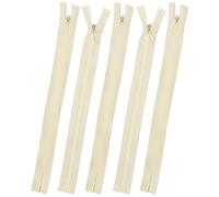Set of 5 Invisible Zips 8” Cream | Closed-End Coil Zip 20cm Long with Single Slider Size #3 | Hidden Nylon Zip for Skirts, Dresses, Trousers DIY Repair, Tailoring | Replacement Zipper