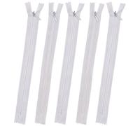 Set of 5 Invisible Zips 9” White | Closed-End Coil Zip 22cm Long with Single Slider Size #3 | Hidden Nylon Zip for Skirts, Dresses, Trousers DIY Repair, Tailoring | Replacement Zipper
