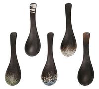 Set of 5 Japanese Soup Spoons, Retro Soup Spoon, Ceramic Soup Spoon, Chinese Asian Ramen Tableware