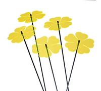 Set of 5 Large Double Blossoms Sun Catcher Garden Decor Ornamental Stakes 75cm, 29.5 inch high Outdoor Yard Accessory Lovely Gardeners Gift, Colour:fluorescent Yellow
