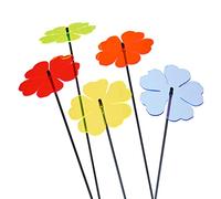 Set of 5 Large Double Blossoms Sun Catcher Garden Decor Ornamental Stakes 75cm, 29.5 inch high Outdoor Yard Accessory Lovely Gardeners Gift, Colour:mixed colours