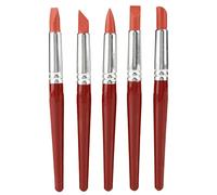 Set of 5 Large Red Rubber Tip Brushes Ideal for Painting, Sculpting, Pottery, Clay Shaping, and Carving Tools
