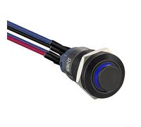 Set of 5 Latching Push Button Switch 12mm, Pre Soldered Cable, Aluminium Alloy Shell, Rated 3A 250V, IP66 Waterproof and Vandal Resistant IK09 for Various Electronic Devices