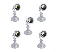 Set of 5 LYM20 1:87 Model Railway Lamps with Warm LED Flood Lights for HO Scale Train and Building Layouts (white)