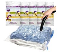 Set Of 5 Magic Vacuum Compression Storage Bags - 60 x 80Cm Space Saving Storage Packs | Suitable For Home, Travel, Holidays, Camping & Hiking | See Through, Easy