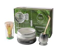 Set of 5 Matcha Set Whisk and Bowl Matcha Whisk Set with Whisk Holder Matcha Spoon Sifter(White and Black)