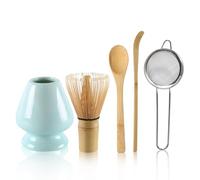 Set of 5 Matcha Whisk Set Matcha Set with Whisk and Spoon Scoop, Ceramic Whisk Holder Matcha Accessories(Green)