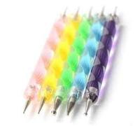Set of 5 Multi Coloured Swirl Double Ended Nail Art Dotting/Marbleizing tools + 100 Lint Free Nail Wipes