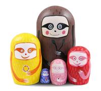 Set of 5 Multicolor Sloth Russian Nesting Doll for Kids,Cute Cartoon Animal Sloth Wooden Matryoshka Dolls Set Handmade Stacking Toy Figurines Gift for Children Christmas Birthday Home Decoration
