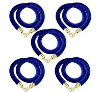 Set of 5 Navy Blue Velvet Stanchions - 2.4m (8ft) Crowd Control Barriers with Hooks Premium Quality Ideal for Events Parties and Queue Management Solutions