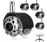 Set of 5 Office Chair Wheels, 11x22mm Replacement Castors, No Scratches Mute Wheels for Gaming Chairs, Heavy Duty Chair Accessories, Universal Castors for Hardwood Floor,Carpet, Parquet,Laminate, Tile