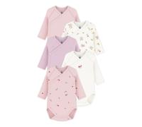 Set of 5 Organic Cotton Flowered Bodysuits Pink Birth