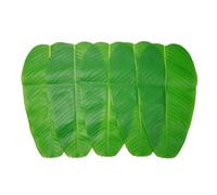 Set of 5 Oversized Artificial Banana Leaves 37.5x19cm Realistic Green Tropical Leaf Decor for Setting Home Kitchen Garden Wedding Backdrop Centerpiece Waterproof PVC Reusable