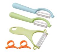 Set of 5 Peelers for Cutting Fruits, Vegetables and More, Safe for Hands, Including Green Cookie Cutters and Kids Peeler
