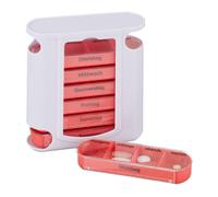 Set of 5 Pill Boxes 7-Day Medicine Organiser 4-Compartments Weekly Red/White