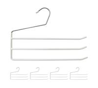 Set of 5 Relaxdays Multi Pants Hangers, Metal Skirt Holder, 3 Trouser Rails, Open, Non-Slip, Assorted Colours