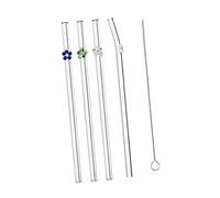 Set of 5 Reusable Glass Straw Easy to Clean for Girls Gift Water Iced Tea