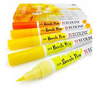 Set of 5 Royal Talens Ecoline Liquid Watercolour Drawing Brush Pens - Yellow