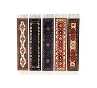 Set of 5 Rug Bookmarks, Colorful Carpet Book Marks for Reading, Miniature Oriental Style Design, Novelty Office Accessories