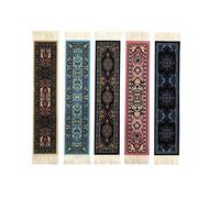 Set of 5 Rug Bookmarks, Colorful Carpet Book Marks for Reading, Miniature Oriental Style Design, Novelty Office Accessories
