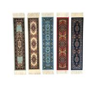 Set of 5 Rug Bookmarks, Colorful Carpet Book Marks for Reading, Miniature Oriental Style Design, Novelty Office Accessories