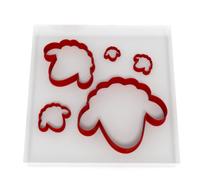 Set of 5 Sheep Head Cutters Fondant Polymer Cookie Icing Crafts Clay