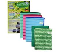 Set of 5 Shiny Bamboo Microfibre Cloths - Streak-free Cleaning - Ultra Absorbent and Durable - Hypoallergenic Bamboo Cloths - Eco Friendly and Reusable Wipes