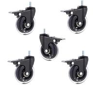 Set of 5 Silent 4-Inch PU Swivel Casters with M6/M8/M10 Screws for Ice Rink Equipment Universal Scooter Wheels Electrophoresis Entertainment (M8x15mm Brake)